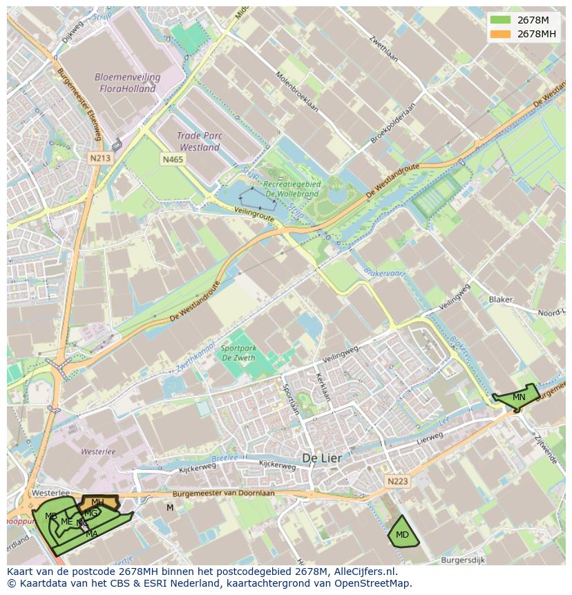 Afbeelding van het postcodegebied 2678 MH op de kaart.