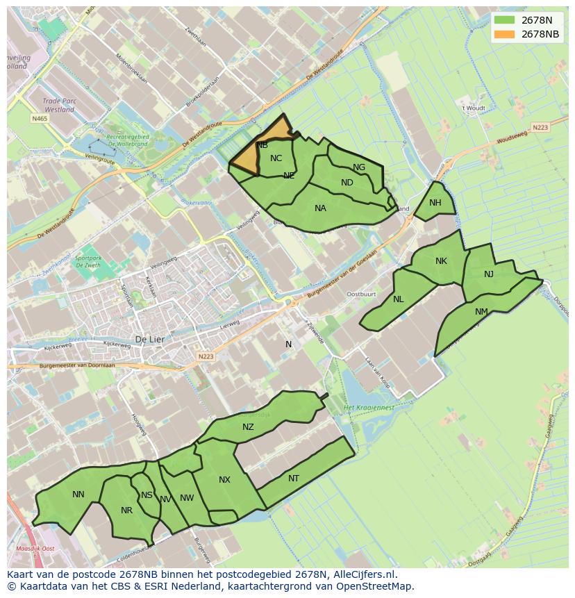 Afbeelding van het postcodegebied 2678 NB op de kaart.