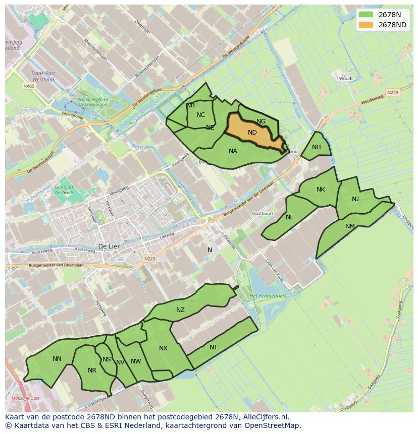 Afbeelding van het postcodegebied 2678 ND op de kaart.