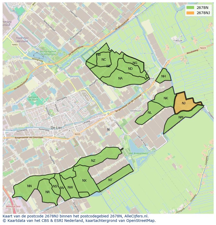 Afbeelding van het postcodegebied 2678 NJ op de kaart.