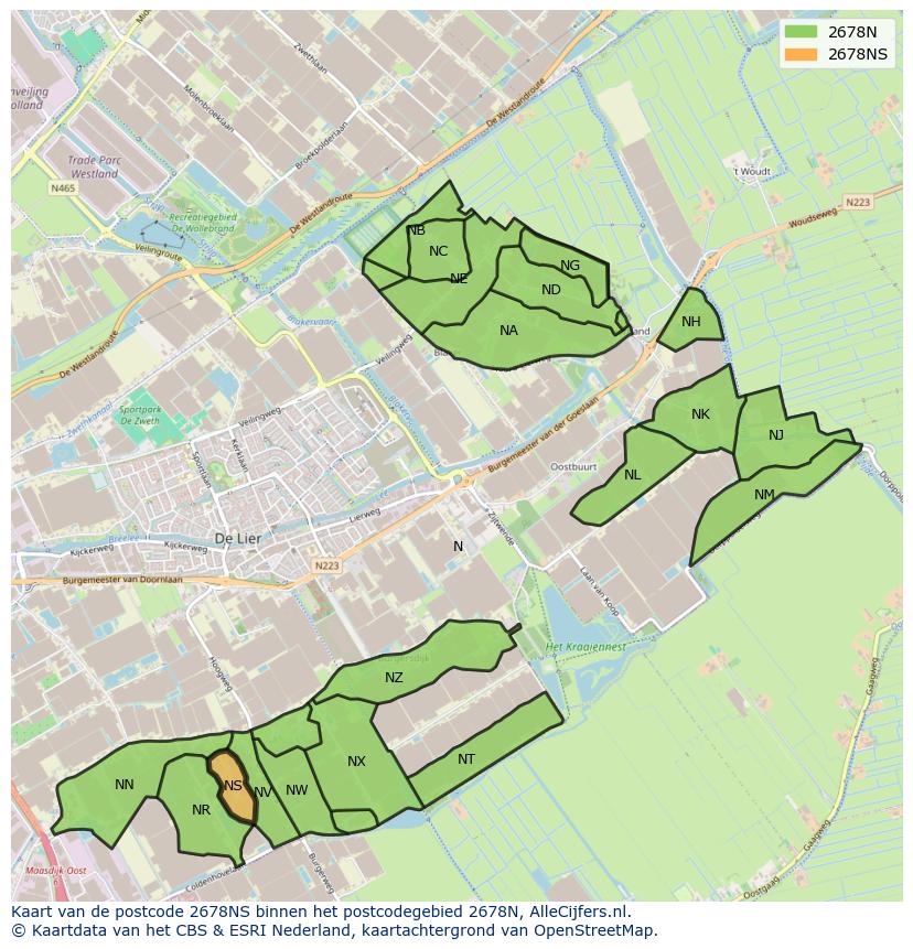 Afbeelding van het postcodegebied 2678 NS op de kaart.