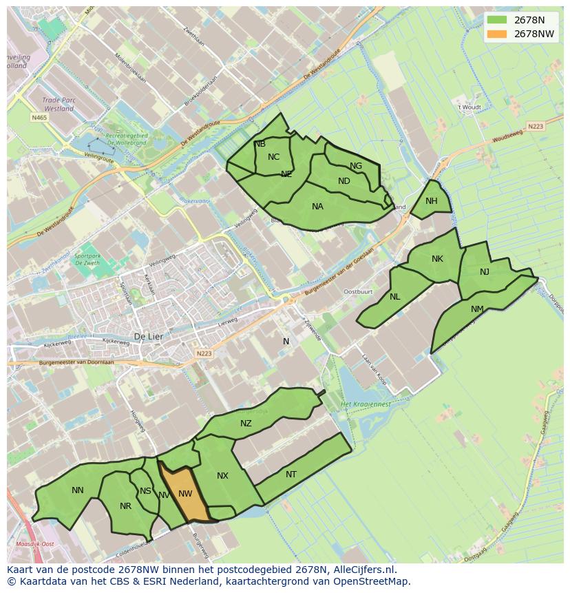 Afbeelding van het postcodegebied 2678 NW op de kaart.