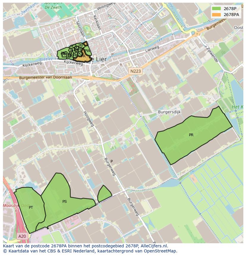 Afbeelding van het postcodegebied 2678 PA op de kaart.