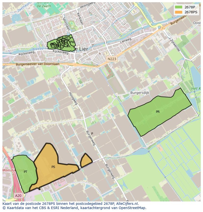 Afbeelding van het postcodegebied 2678 PS op de kaart.