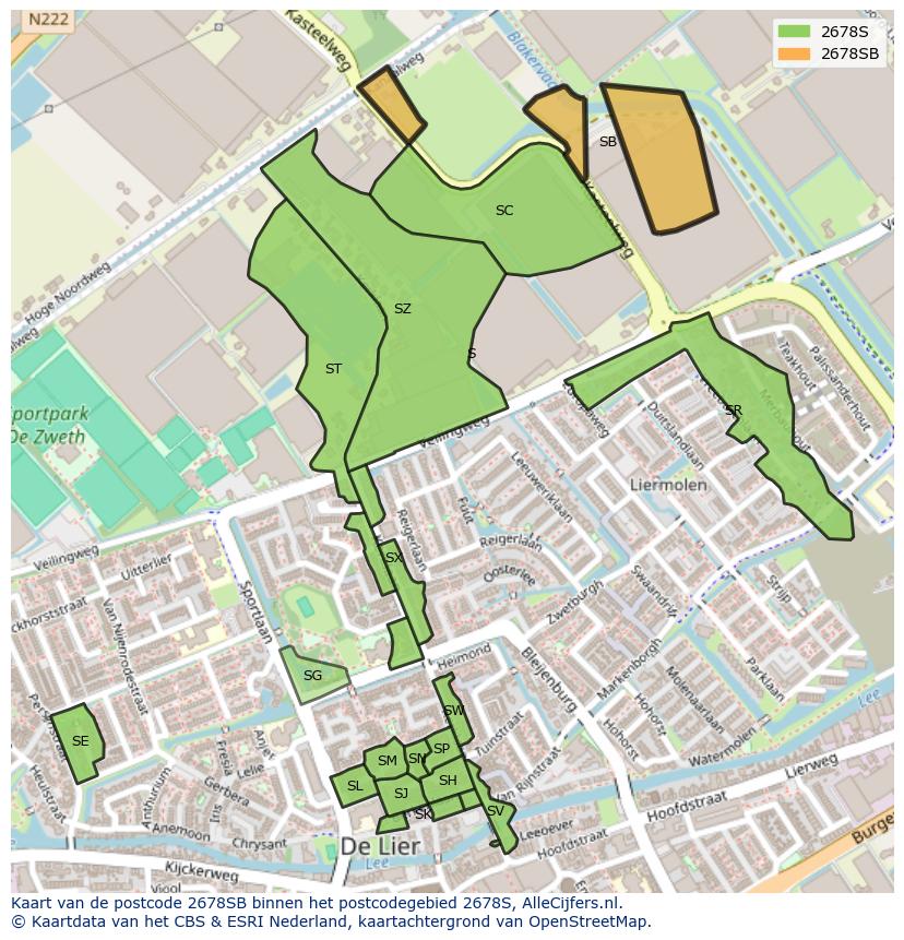Afbeelding van het postcodegebied 2678 SB op de kaart.