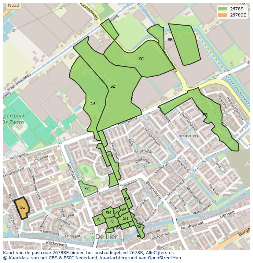 Afbeelding van het postcodegebied 2678 SE op de kaart.