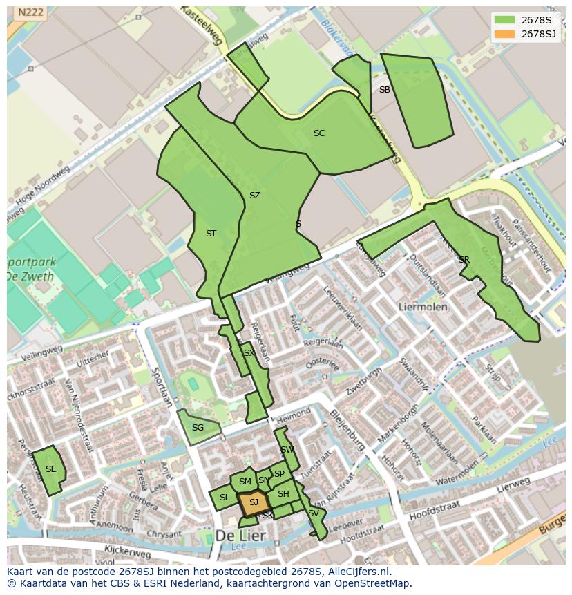Afbeelding van het postcodegebied 2678 SJ op de kaart.