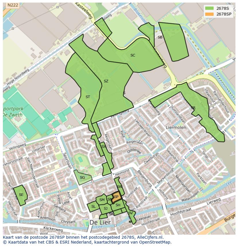 Afbeelding van het postcodegebied 2678 SP op de kaart.