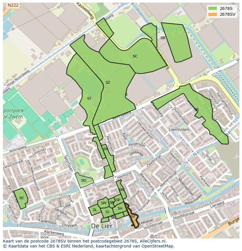 Afbeelding van het postcodegebied 2678 SV op de kaart.