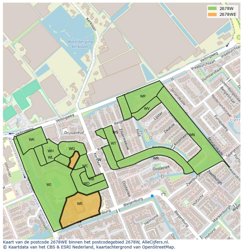 Afbeelding van het postcodegebied 2678 WE op de kaart.