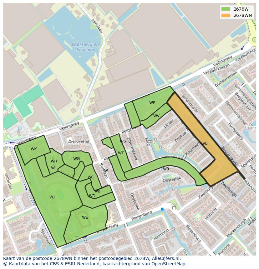 Afbeelding van het postcodegebied 2678 WN op de kaart.