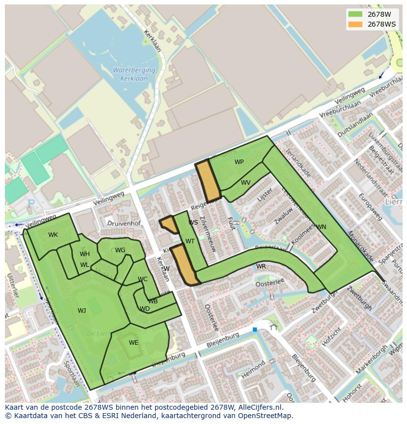Afbeelding van het postcodegebied 2678 WS op de kaart.