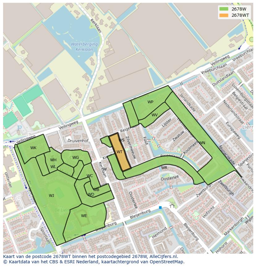 Afbeelding van het postcodegebied 2678 WT op de kaart.
