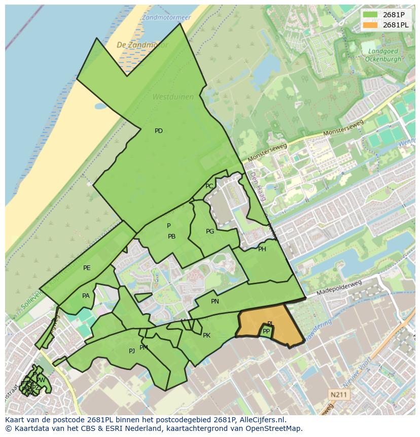 Afbeelding van het postcodegebied 2681 PL op de kaart.