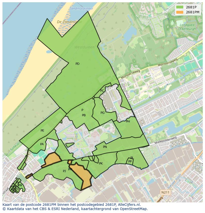 Afbeelding van het postcodegebied 2681 PM op de kaart.