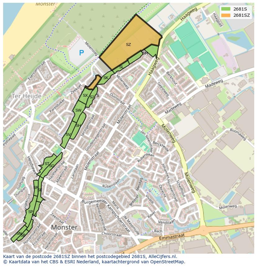 Afbeelding van het postcodegebied 2681 SZ op de kaart.