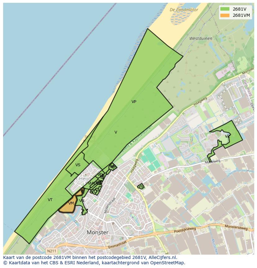 Afbeelding van het postcodegebied 2681 VM op de kaart.