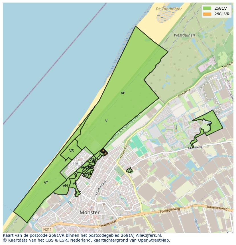 Afbeelding van het postcodegebied 2681 VR op de kaart.