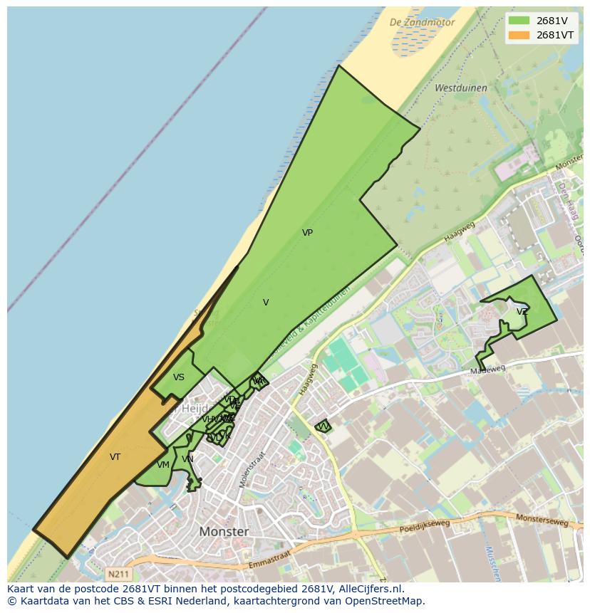 Afbeelding van het postcodegebied 2681 VT op de kaart.