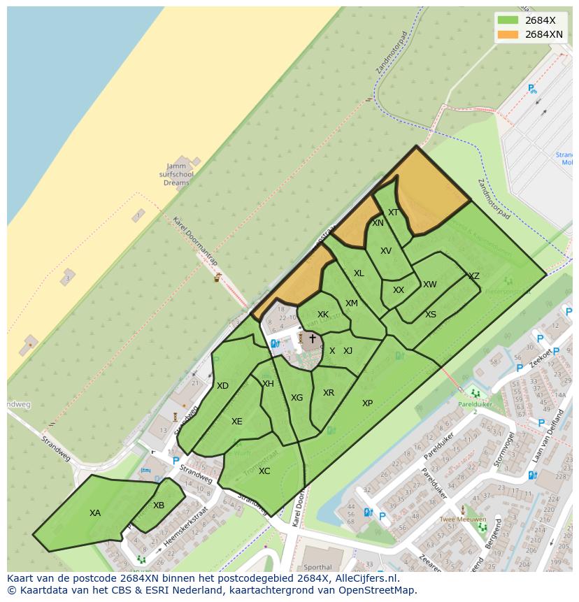 Afbeelding van het postcodegebied 2684 XN op de kaart.