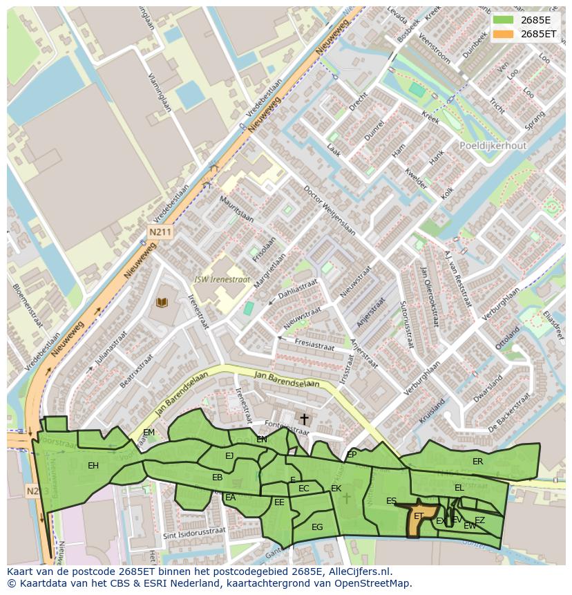 Afbeelding van het postcodegebied 2685 ET op de kaart.