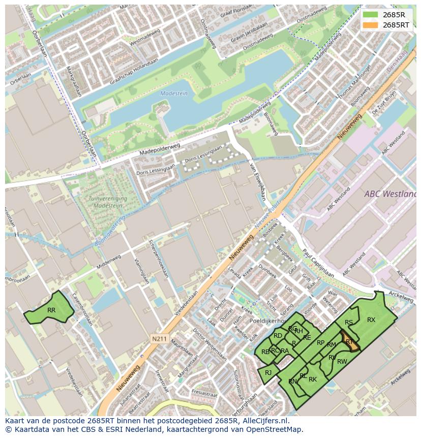 Afbeelding van het postcodegebied 2685 RT op de kaart.