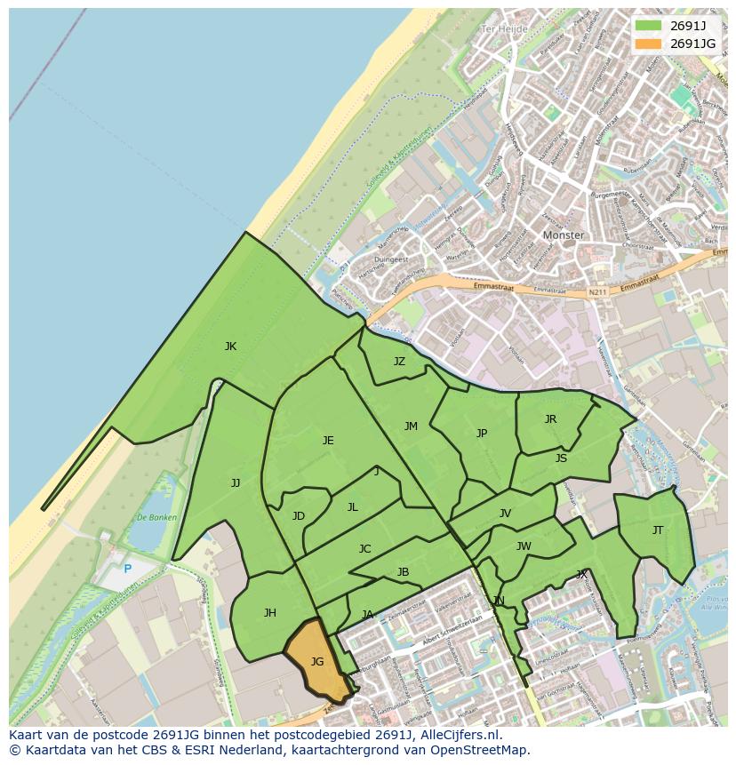 Afbeelding van het postcodegebied 2691 JG op de kaart.