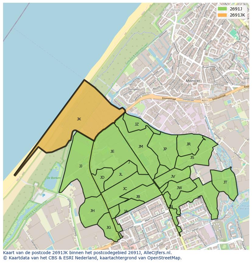 Afbeelding van het postcodegebied 2691 JK op de kaart.