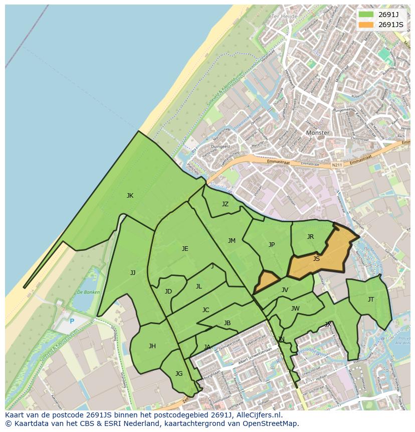 Afbeelding van het postcodegebied 2691 JS op de kaart.