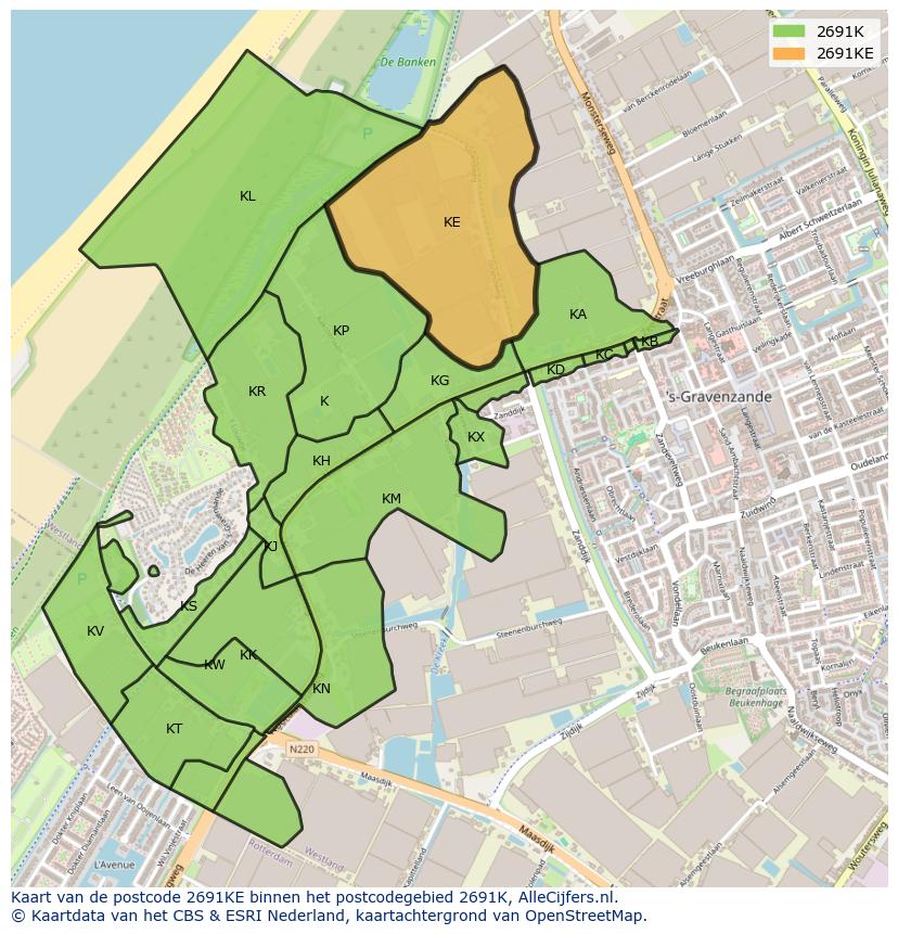 Afbeelding van het postcodegebied 2691 KE op de kaart.
