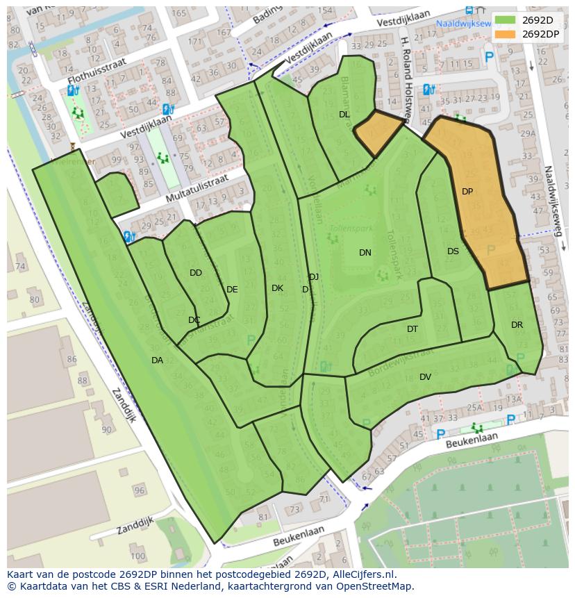 Afbeelding van het postcodegebied 2692 DP op de kaart.