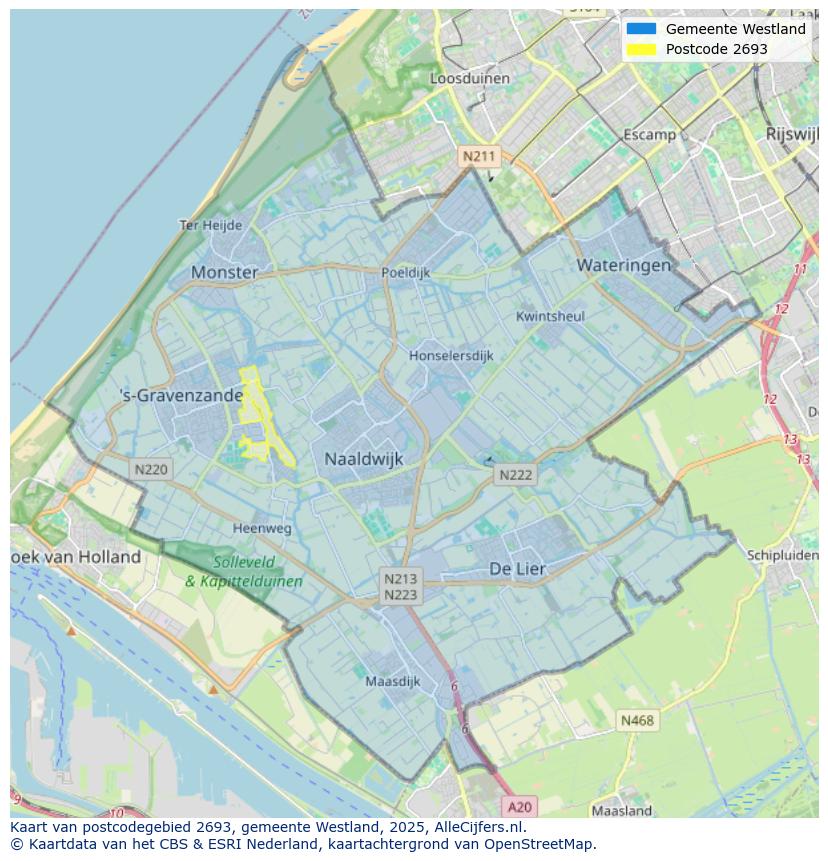 Afbeelding van het postcodegebied 2693 EP op de kaart.