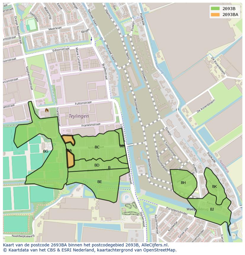Afbeelding van het postcodegebied 2693 BA op de kaart.