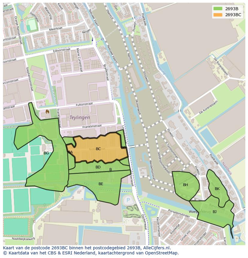 Afbeelding van het postcodegebied 2693 BC op de kaart.