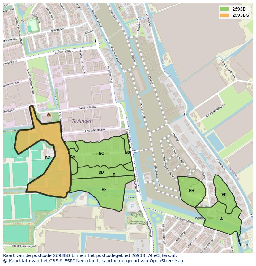 Afbeelding van het postcodegebied 2693 BG op de kaart.