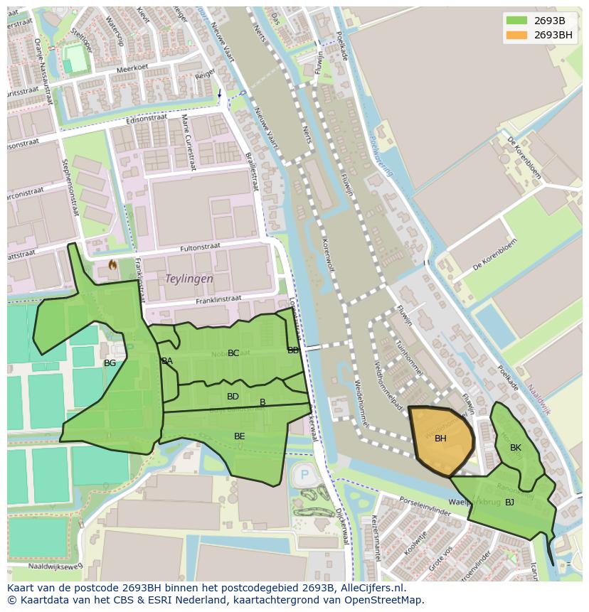 Afbeelding van het postcodegebied 2693 BH op de kaart.