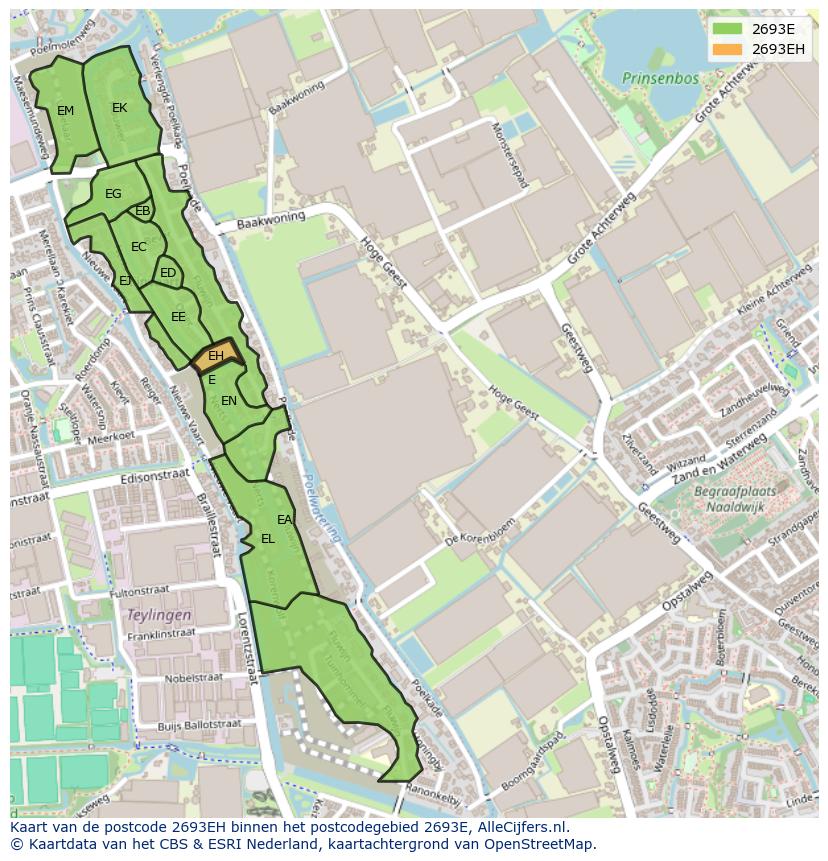 Afbeelding van het postcodegebied 2693 EH op de kaart.
