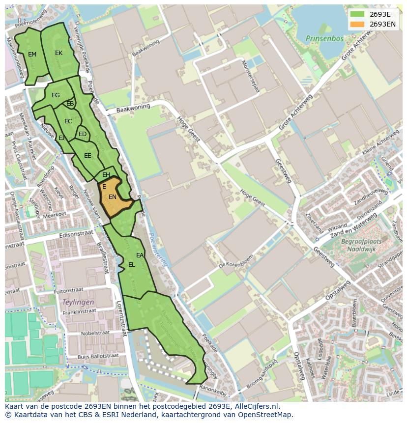 Afbeelding van het postcodegebied 2693 EN op de kaart.