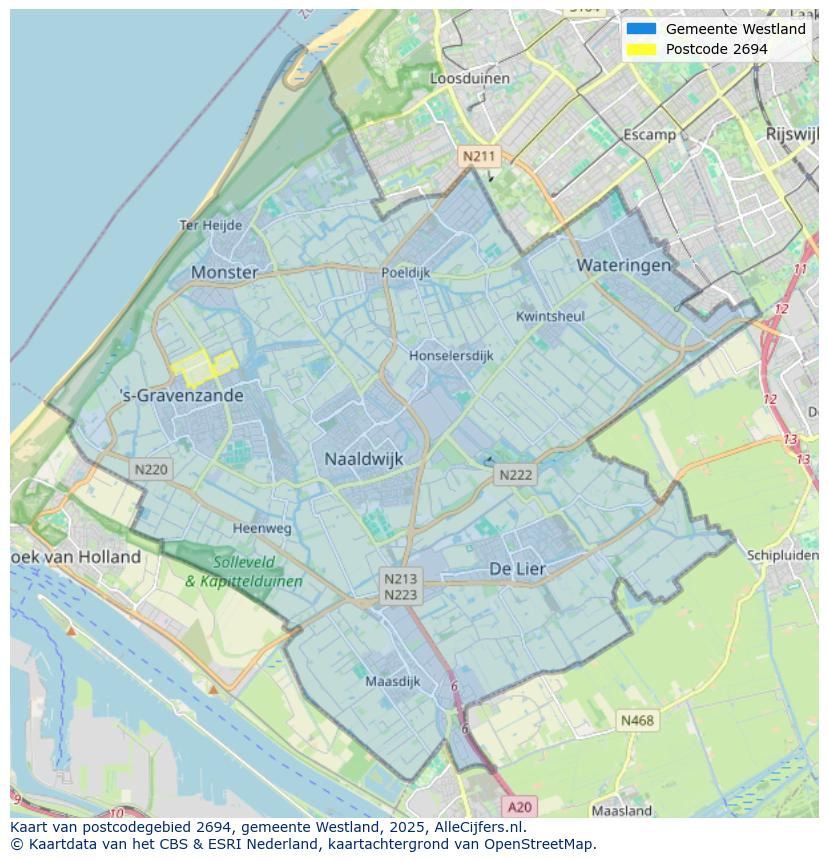 Afbeelding van het postcodegebied 2694 op de kaart.