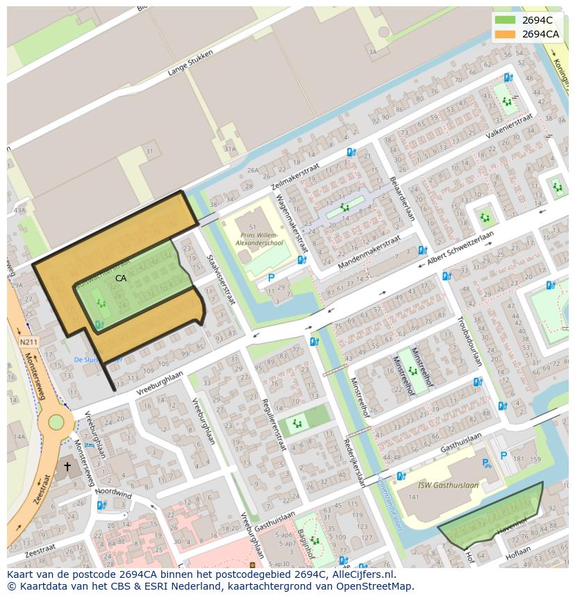 Afbeelding van het postcodegebied 2694 CA op de kaart.