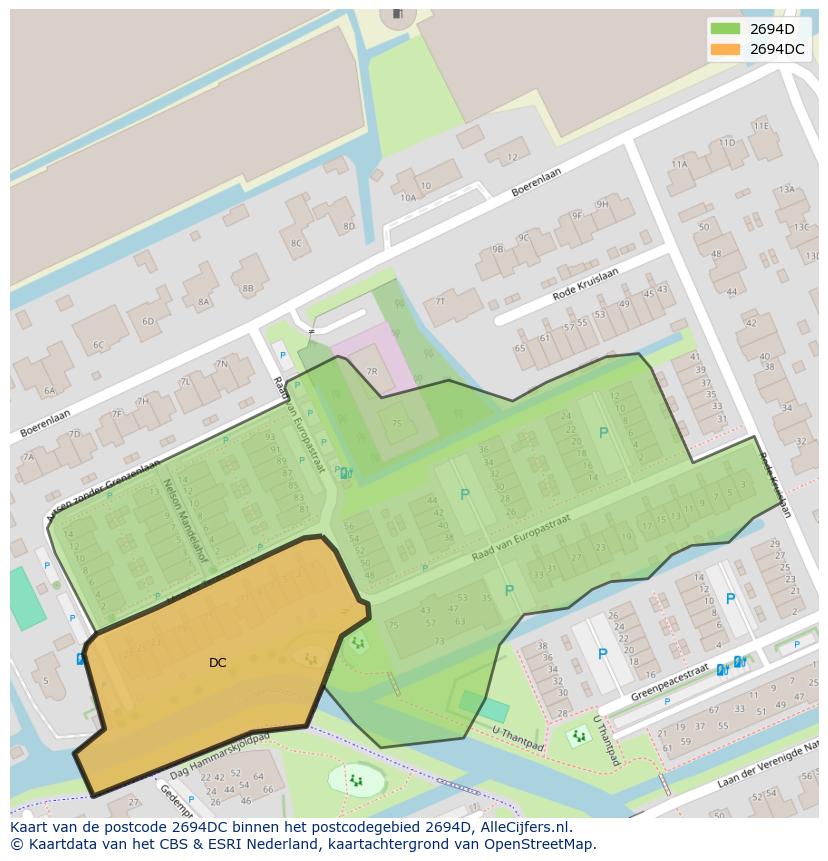 Afbeelding van het postcodegebied 2694 DC op de kaart.