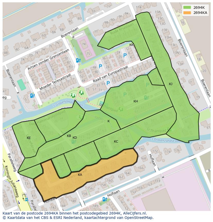 Afbeelding van het postcodegebied 2694 KA op de kaart.