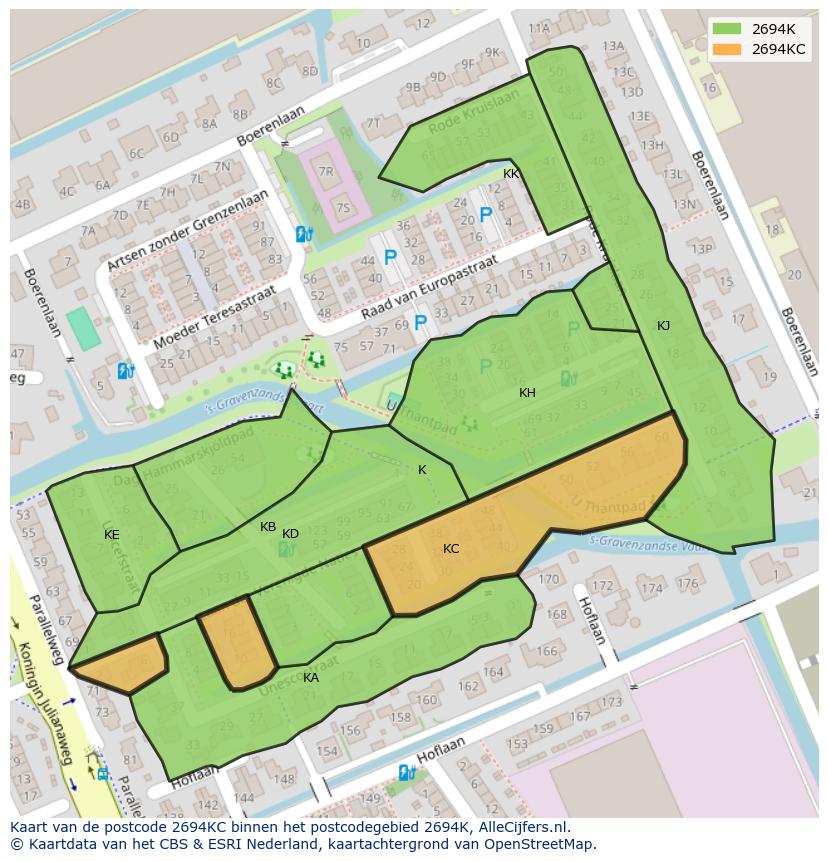 Afbeelding van het postcodegebied 2694 KC op de kaart.