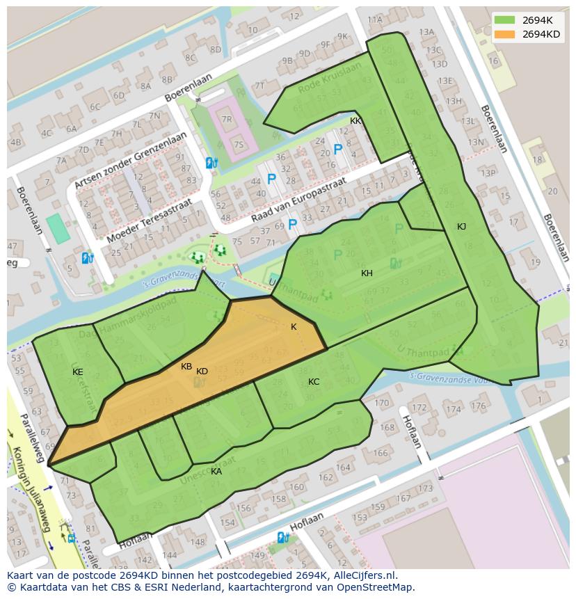 Afbeelding van het postcodegebied 2694 KD op de kaart.