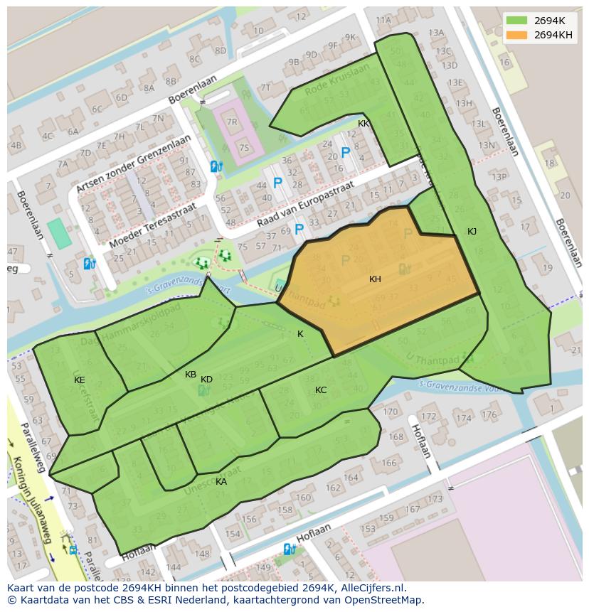 Afbeelding van het postcodegebied 2694 KH op de kaart.