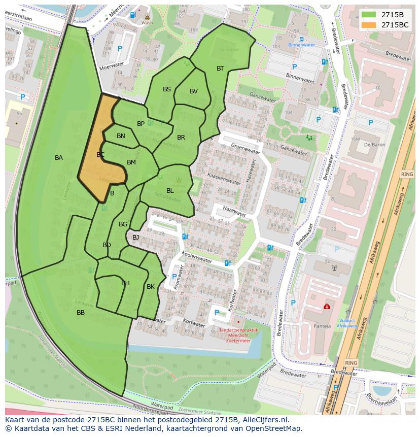 Afbeelding van het postcodegebied 2715 BC op de kaart.