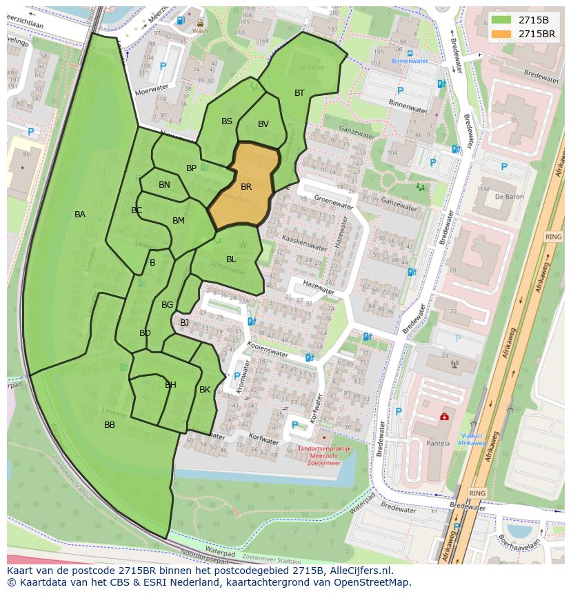 Afbeelding van het postcodegebied 2715 BR op de kaart.