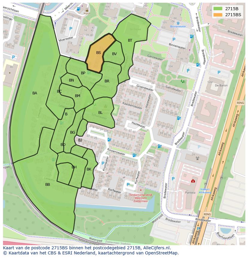 Afbeelding van het postcodegebied 2715 BS op de kaart.