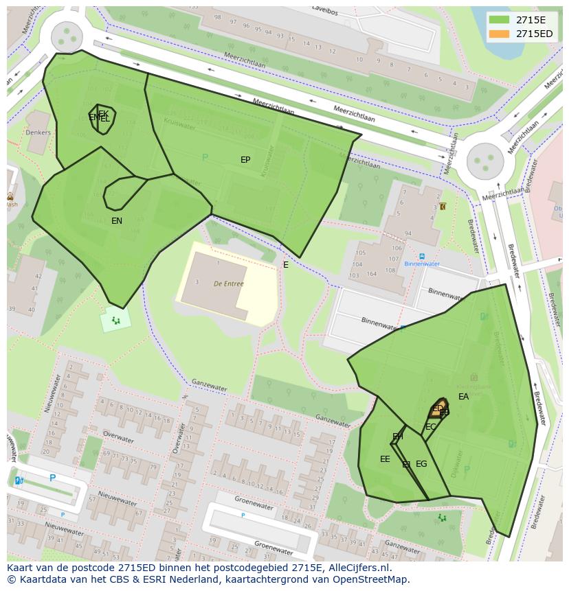 Afbeelding van het postcodegebied 2715 ED op de kaart.
