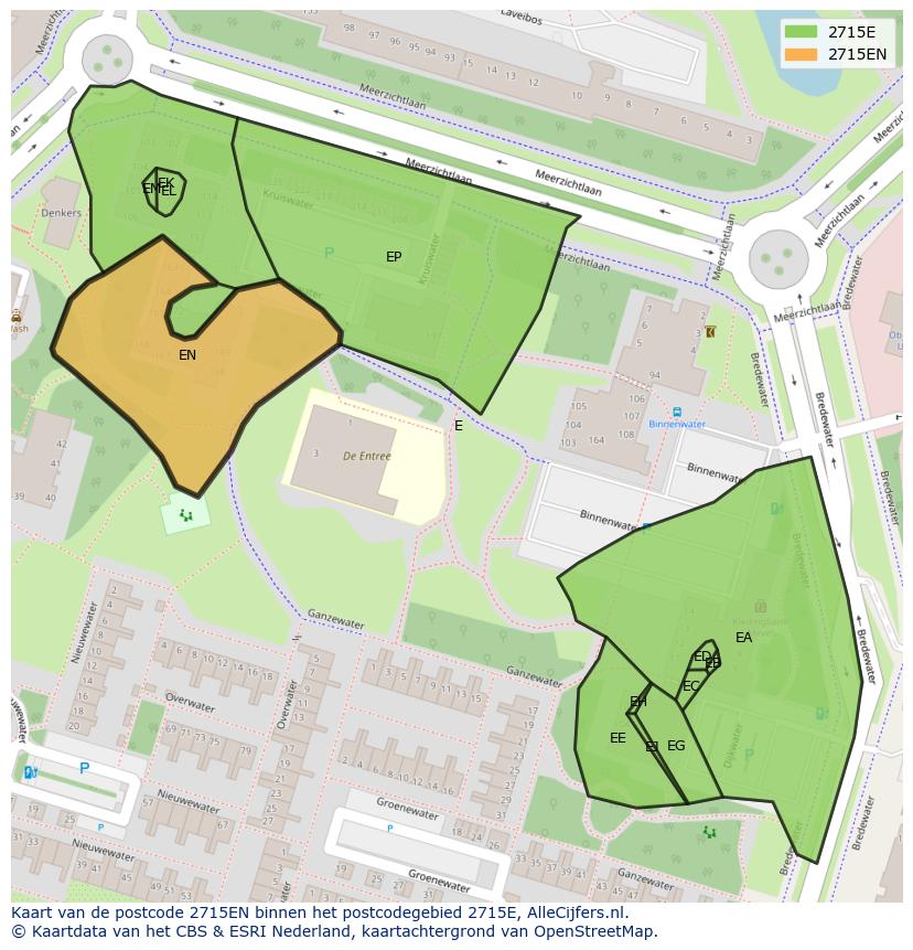 Afbeelding van het postcodegebied 2715 EN op de kaart.